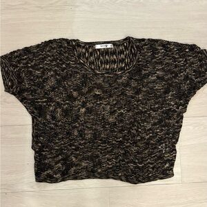 Kensie Black and Brown Sheer Knit Top